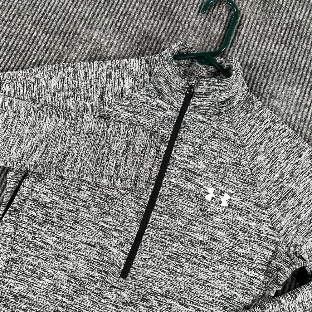 Under Armour Pullover Shirt Womens Small Black Gray Long Sleeve 1/2 Zip Heat Gea